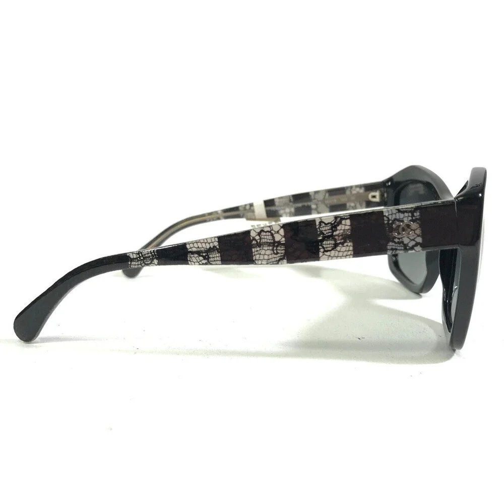 Chanel Sunglasses 5296 c.501/S8 Black Clear Lace Frames w/ Gray Polarized Lenses